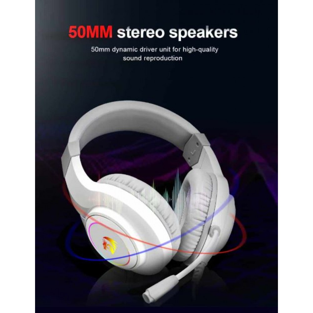 Redragon H260 HYLAS RGB Gaming Headset WHITE