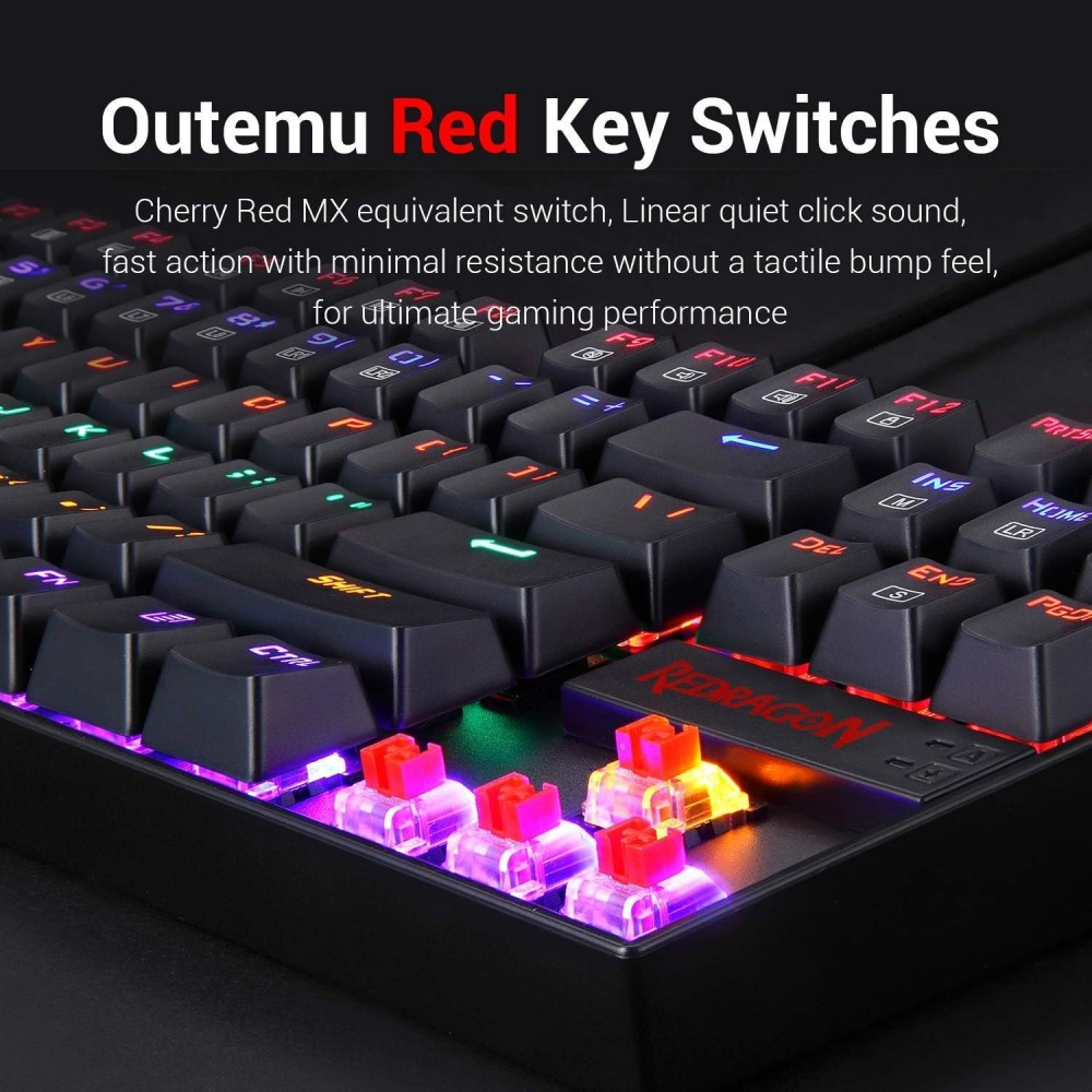 REDRAGON K552E Kumara Elite Rainbow Mechanical Gaming Keyboard REDSwitch