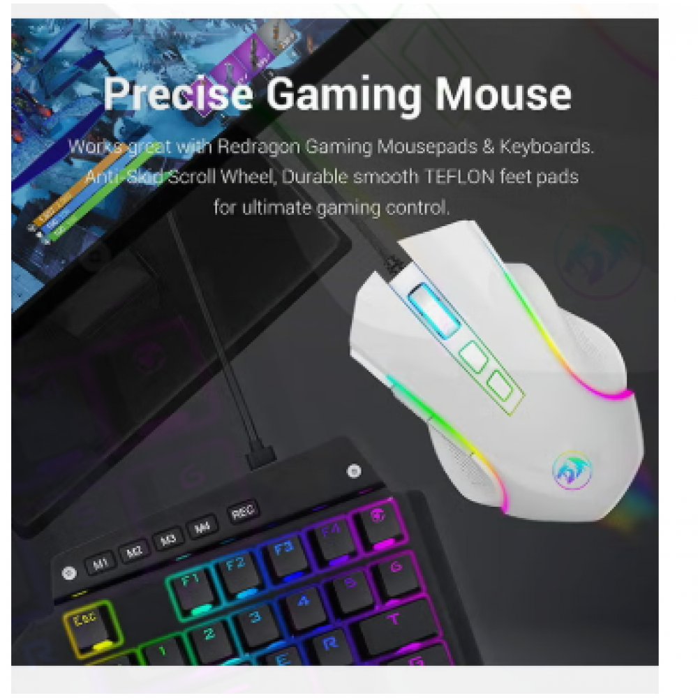 Redragon M607 Griffin 7200 DPI RGB Gaming Mouse White