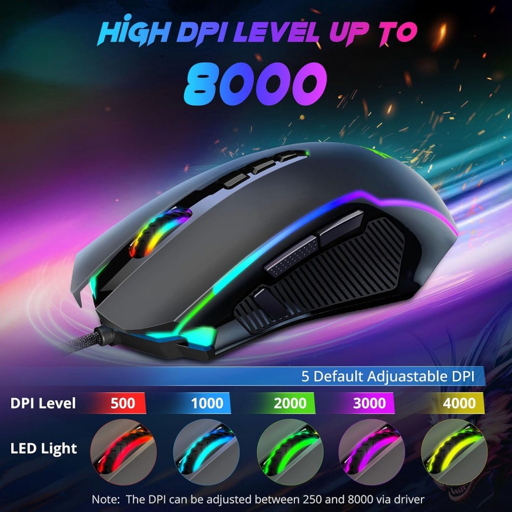 Redragon M910-K Gaming Mouse Ranger Basic Wired With Software 8000DPI