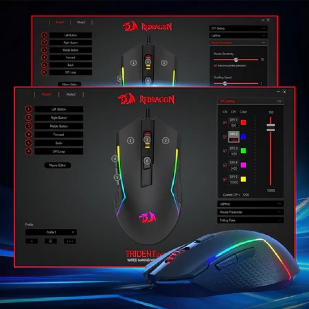 Redragon M616 TRIDENT BASIC RGB Gaming Mouse 10000DPI