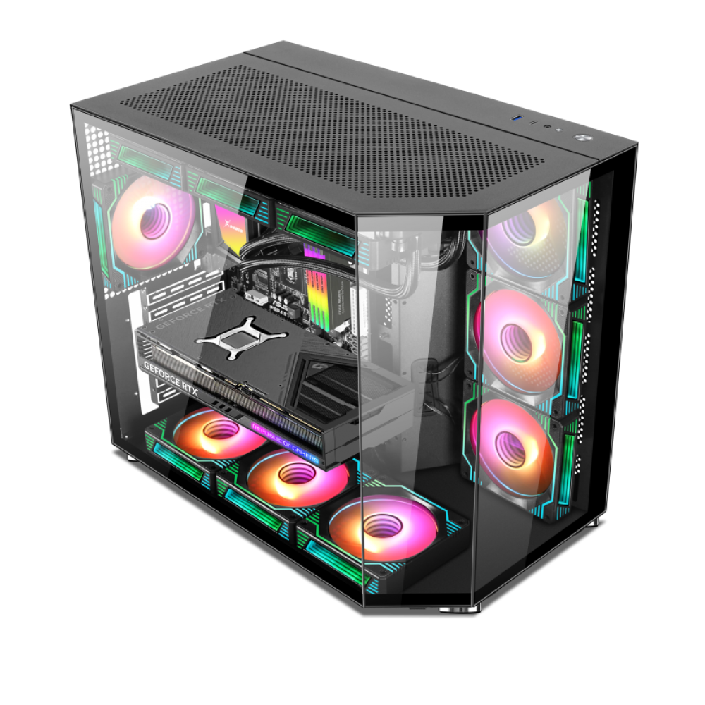  Xander Crystal 7 Argb Fans Mid Tower Case With 850W 80+ Power Supply