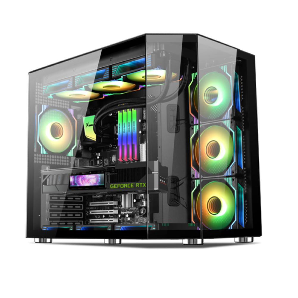  Xander Crystal 7 Argb Fans Mid Tower Case With 850W 80+ Power Supply