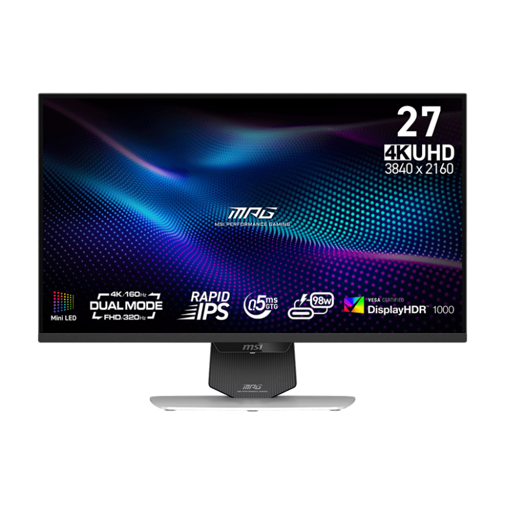Msi MPG 274URDFW E16M 27 Inch 160Hz/320Hz Dual Mode 0.5Ms 4K UHD Rapid IPS Mini LED DisplayHDR 1000 KVM USB C Gaming Monitor