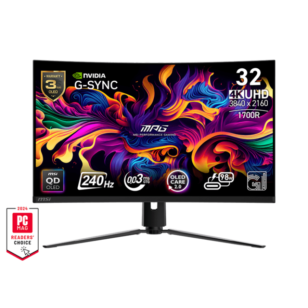 Msi MPG 321CURX QD OLED 32 Inch 240Hz 0.03Ms 4K UHD Curved G Sync Compatible KVM USB C Gaming Monitor