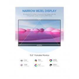 ARZOPA Portable Monitor, 15.6" 1920×1080 FHD IPS Portable Monitor for Laptop Support HDMI/Type-C/USB-C, Eye Protection Gaming Screen for Laptop/PC/Mac/PS3/4/5/Xbox 