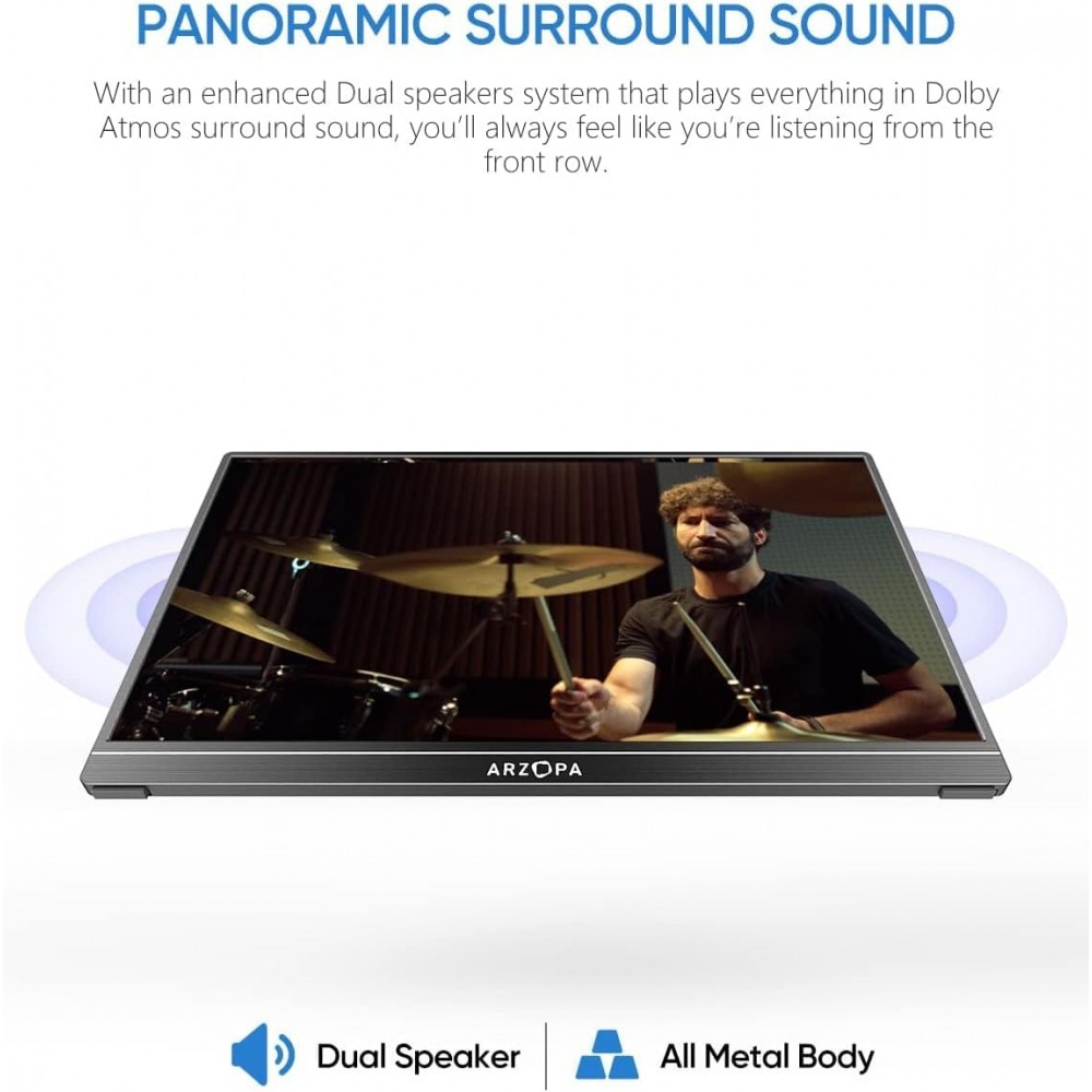 Arzopa S1 Table 15.6 Inch 1080P Full HD Portable Gaming Monitor – Slim, Versatile Display for Work and Play