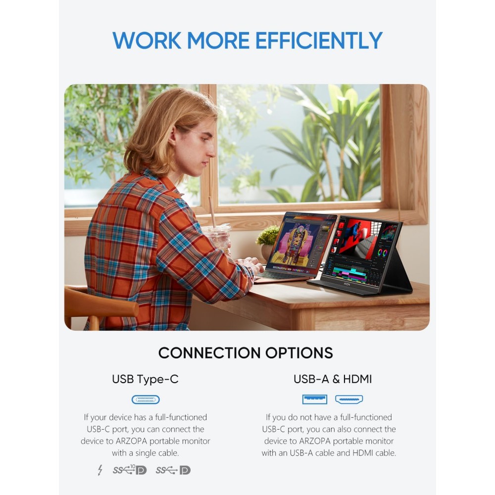 Arzopa S1 Table 15.6 Inch 1080P Full HD Portable Gaming Monitor – Slim, Versatile Display for Work and Play